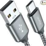 Cable USB tipo C, USB A a USB C 3A de carga rápida (paquete de 2 unidades de 3.3 pies), cable de carga trenzado compatible con iPhone 15 16 Pro Max, Samsung Galaxy S10 S9 S8 Plus, Note 9 8, A11 A20