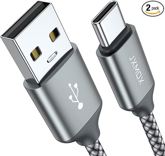 Cable USB tipo C, USB A a USB C 3A de carga rápida (paquete de 2 unidades de 3.3 pies), cable de carga trenzado compatible con iPhone 15 16 Pro Max, Samsung Galaxy S10 S9 S8 Plus, Note 9 8, A11 A20